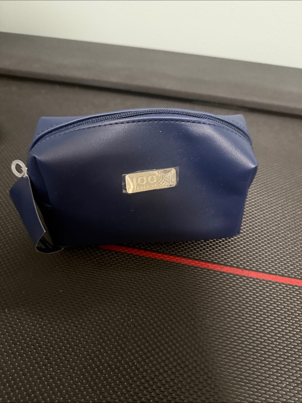 Men's Navy Travel Toiletry Bag with Metallic Accent